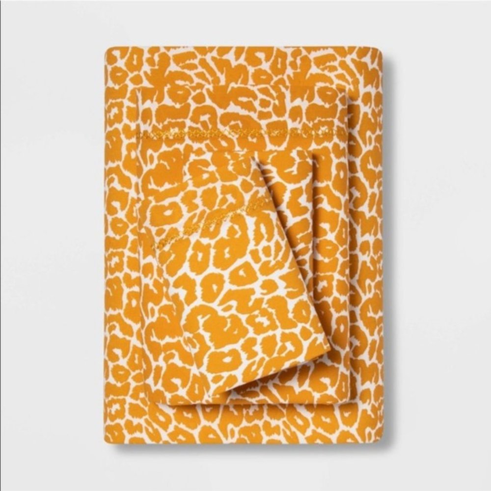 Opalhouse Golden Yellow Leopard Print Sheet Set